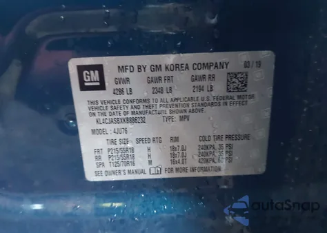 2019 Buick Encore Fwd Preferred z USA, uszkodzony, nr VIN KL4CJASBXKB886232